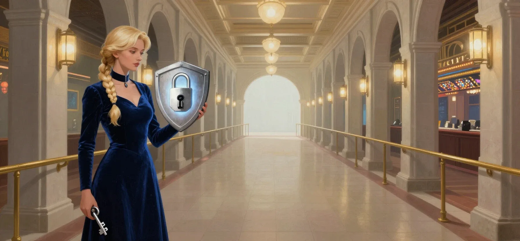 A glowing shield and lock representing Libra Spins Casino account security