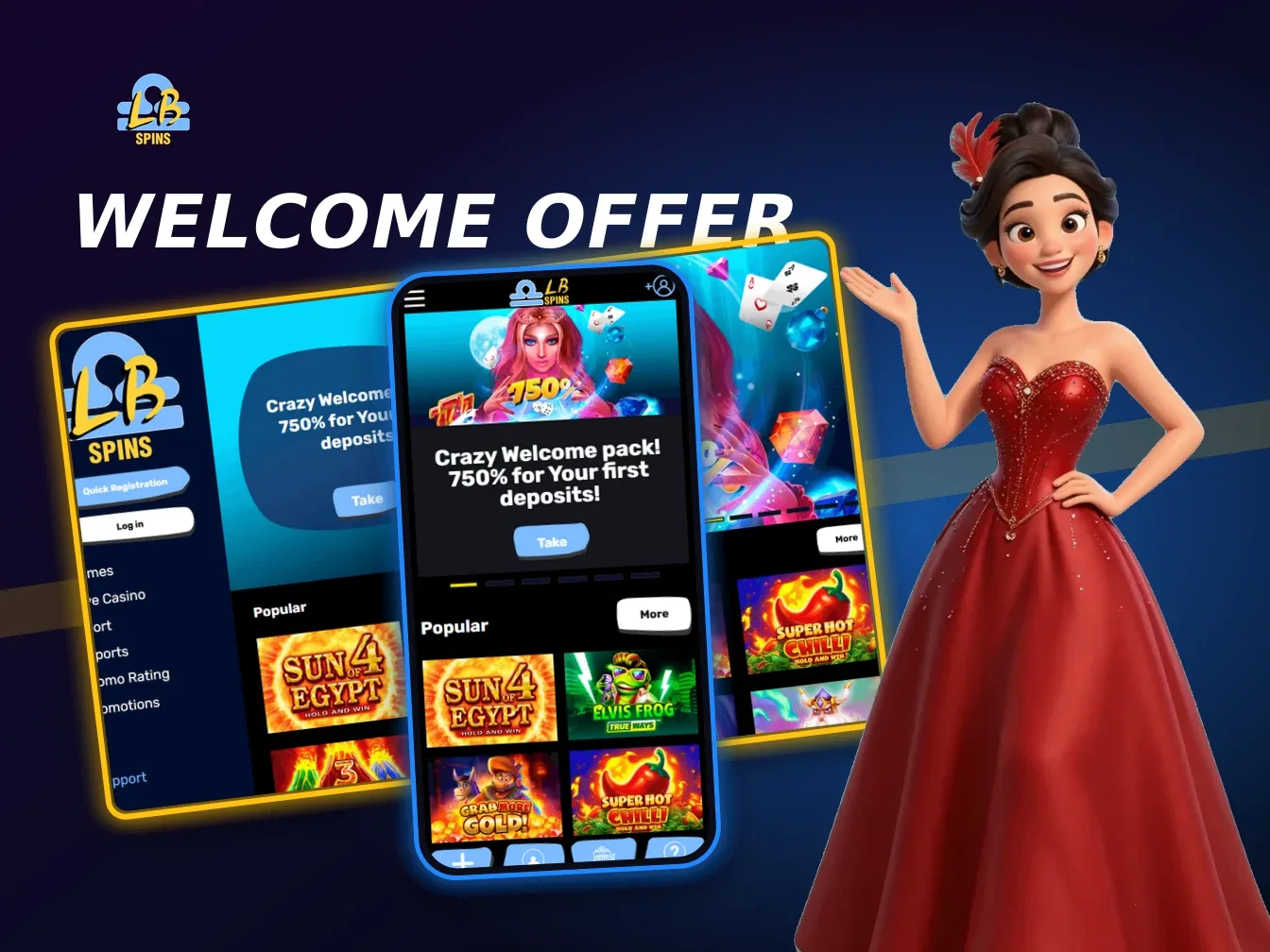 Libra Spins Casino home screen on desktop